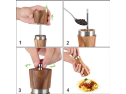 Moedor de Pimenta, Sal e Madeira com Moagem Ajustável AQUAFORGE
