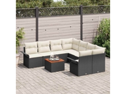 Vidaxl Conjunto De Sofá De Jardim 9 Unid. Preto Vime Pe
