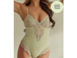 Body Shaper de Renda Sexy com Design Sem Costura, Ajuste Personalizado e Compressão Abdominal para Curvas Perfeitas Verde