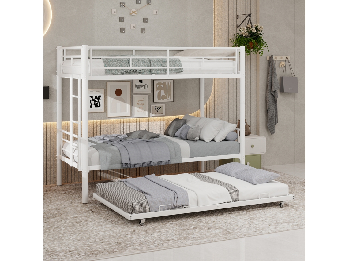 Beliche Metal Twin Sobre Twin Com Escada E Grade Segurança