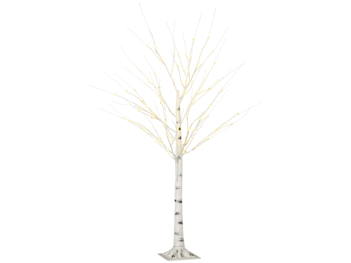 Bétula Artificial, Branco 150 Cm, Plástico E Metal, Ramos Flexíveis, Com Leds