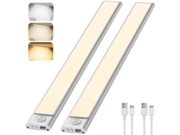 Luz de Armário com Sensor de Movimento 30cm Led Sem Fio 6000k 3 Modos Recarregável Usb 2 Unidades S/MARCA