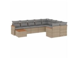 Conjunto de 10 sofás para jardim com almofadões Vime Pe Bege MAISON EXCLUSIVE