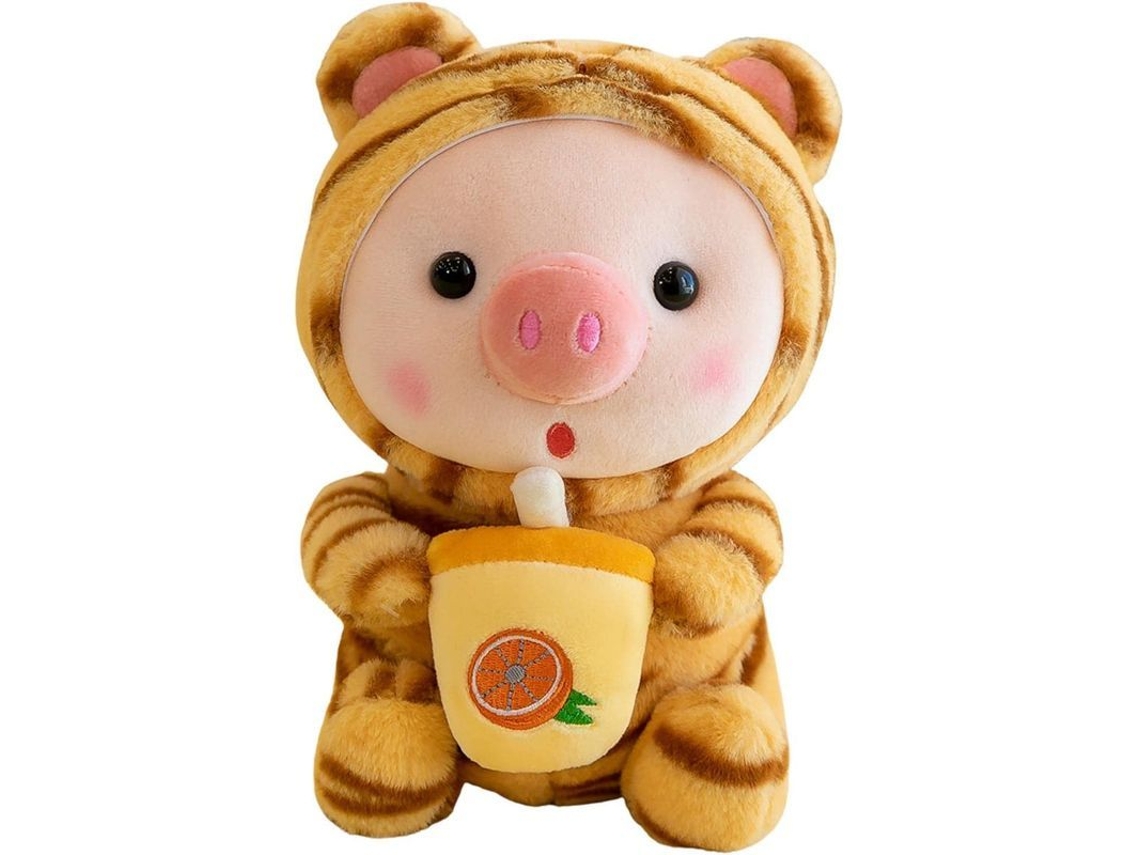 2026 pig Tea Pelúcia - Almofada Pelúcia Chá de Bolhas Toque Delicado Expressão Animada Porco Chá de Leite Pelúcia