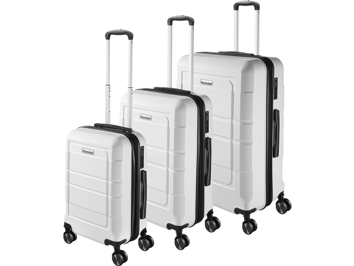 Tectake Jogo De 3 Malas De Viagem Rígidas Brice Com Fechadura Tsa, Branco