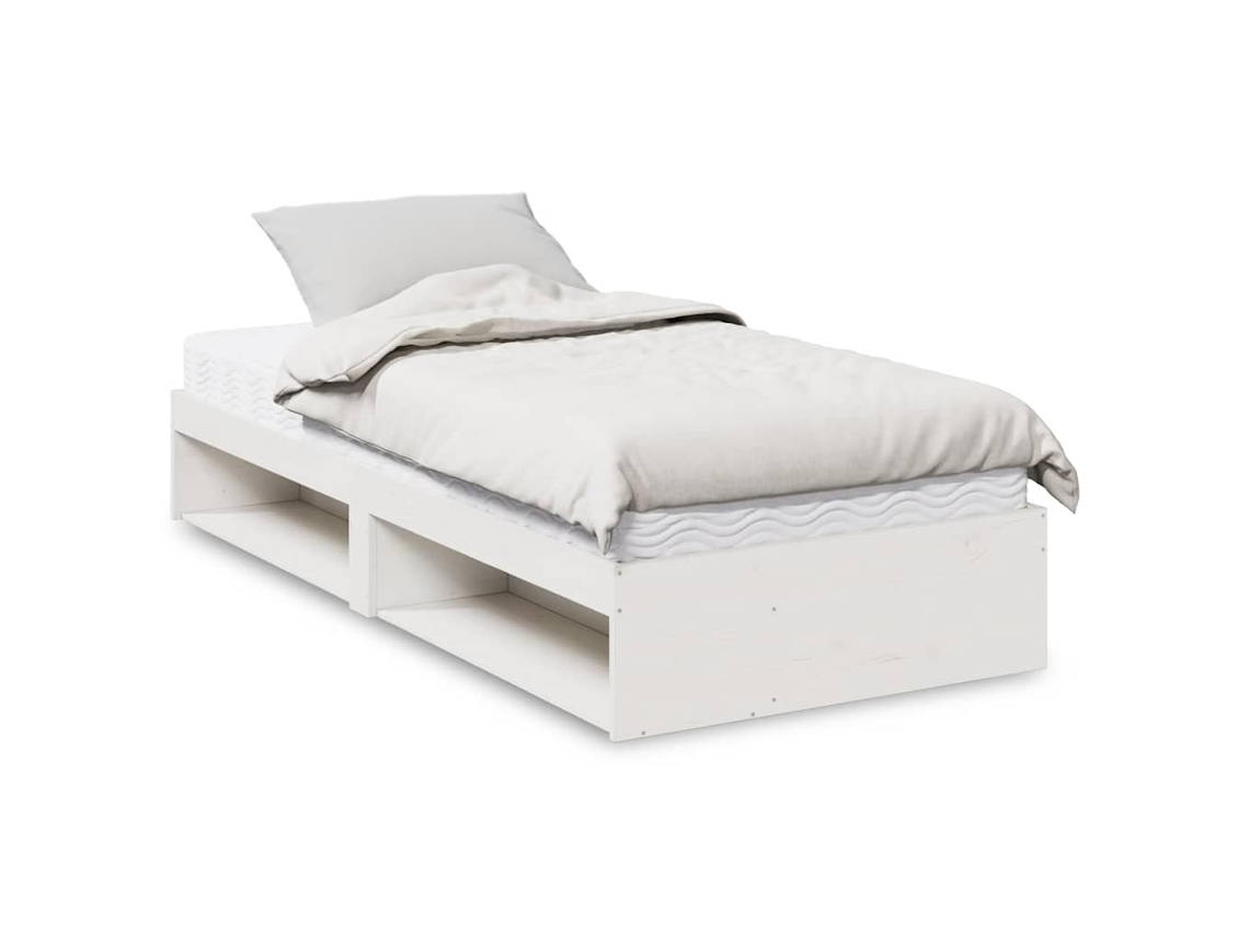 Sofá cama con colchón 90x200 cm madera maciza de pino blanco