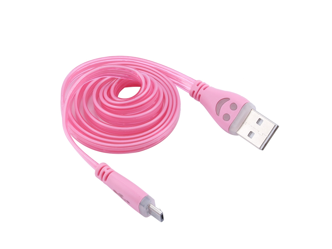 Cabo de Dados LAXISCREED Rosa Transparente Luminoso 1m Android