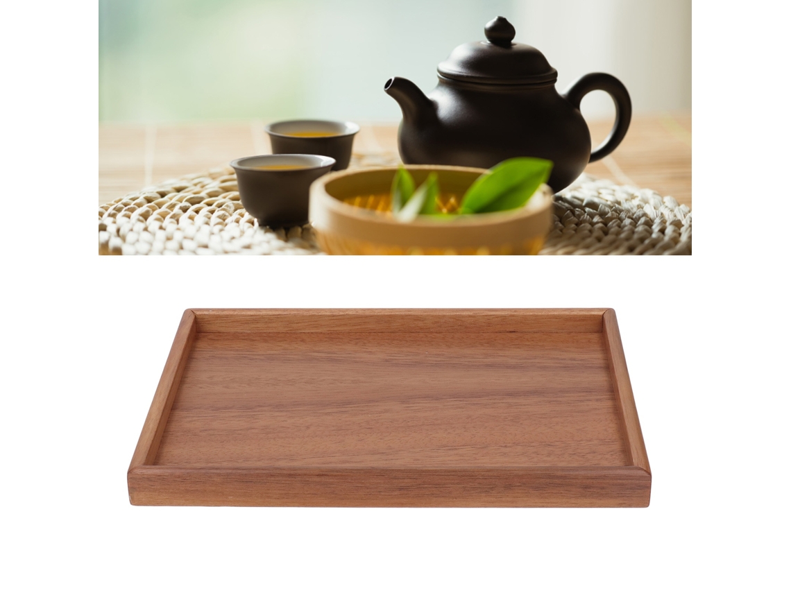 Lurelia Bandeja De Chá Retangular Bambu Natural Para Chá, Café E Snacks