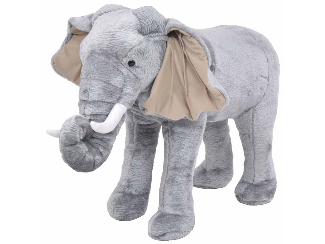 Vidaxl Elefante De Montar Em Peluche Cinzento Xxl