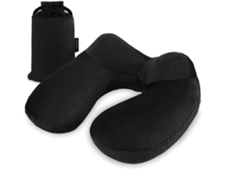 Travesseiro Inflável De Viagem, Almofada Pescoço Veludo Macio Para Viagens, Avião, Carro Com Bolsa Compacta, Capa Respirável E Lav Aquaforge