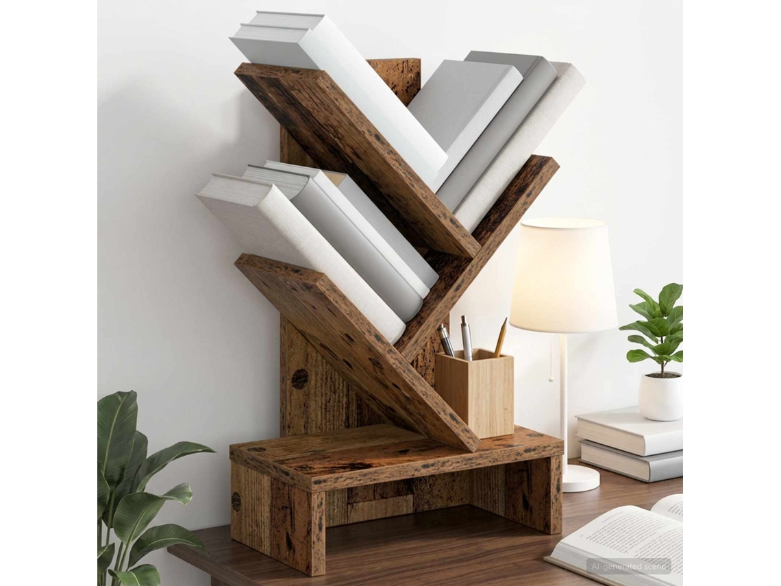 Vidaxl Estante De Livros Em Árvore 3 Níveis 30 X 18 X 48 Cm