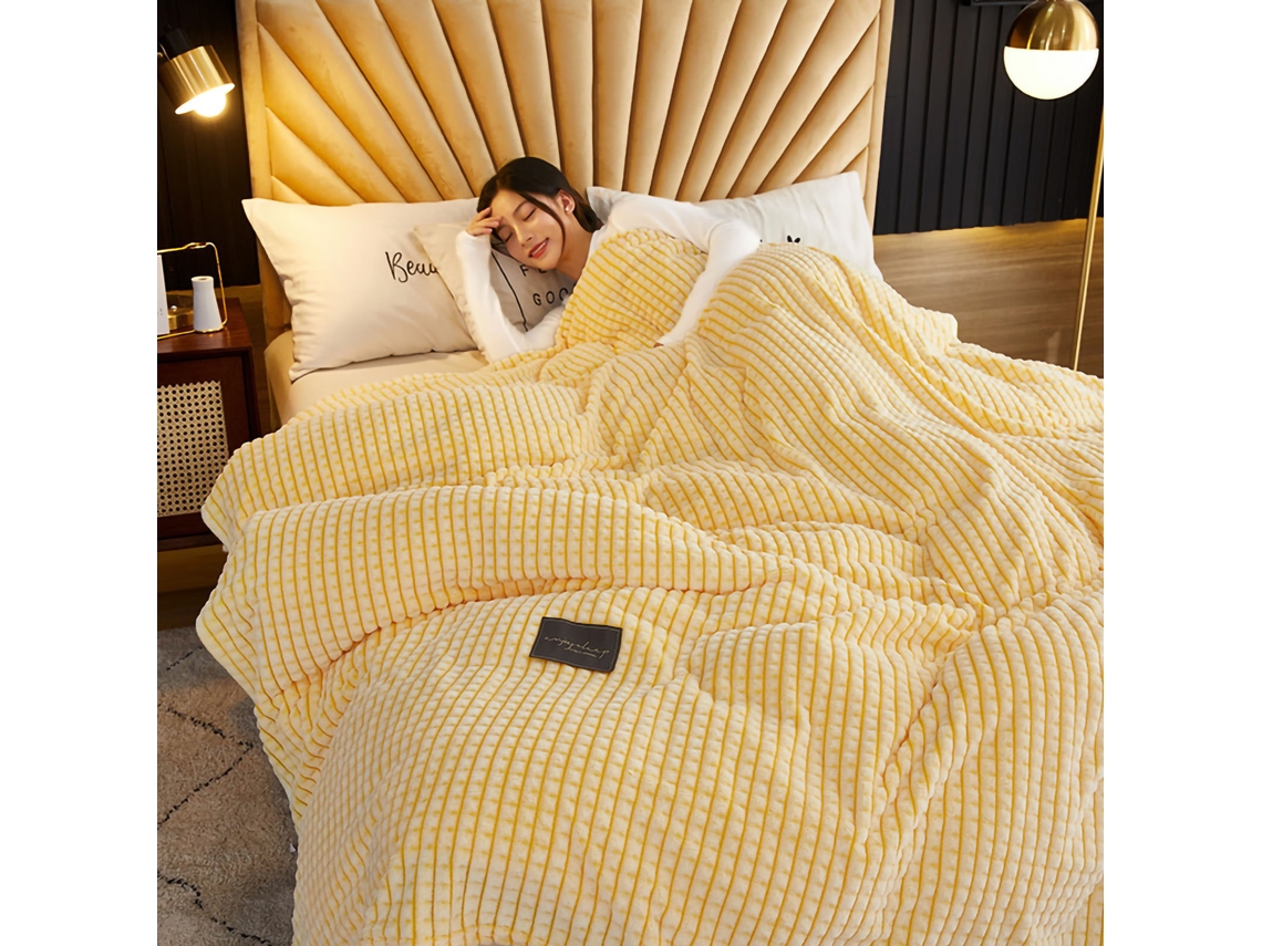 Edredom de Ar condicionado Duplo Soft Confortável Leve para Verão Office Sofa 70x100cm Amarelo Limão