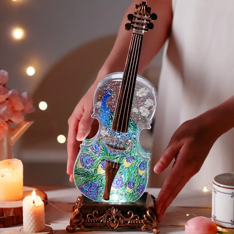 Caixa de Música Minimalista em Pvc com Bola de Cristal e Formato de Violino. MDUG (estilo 4)