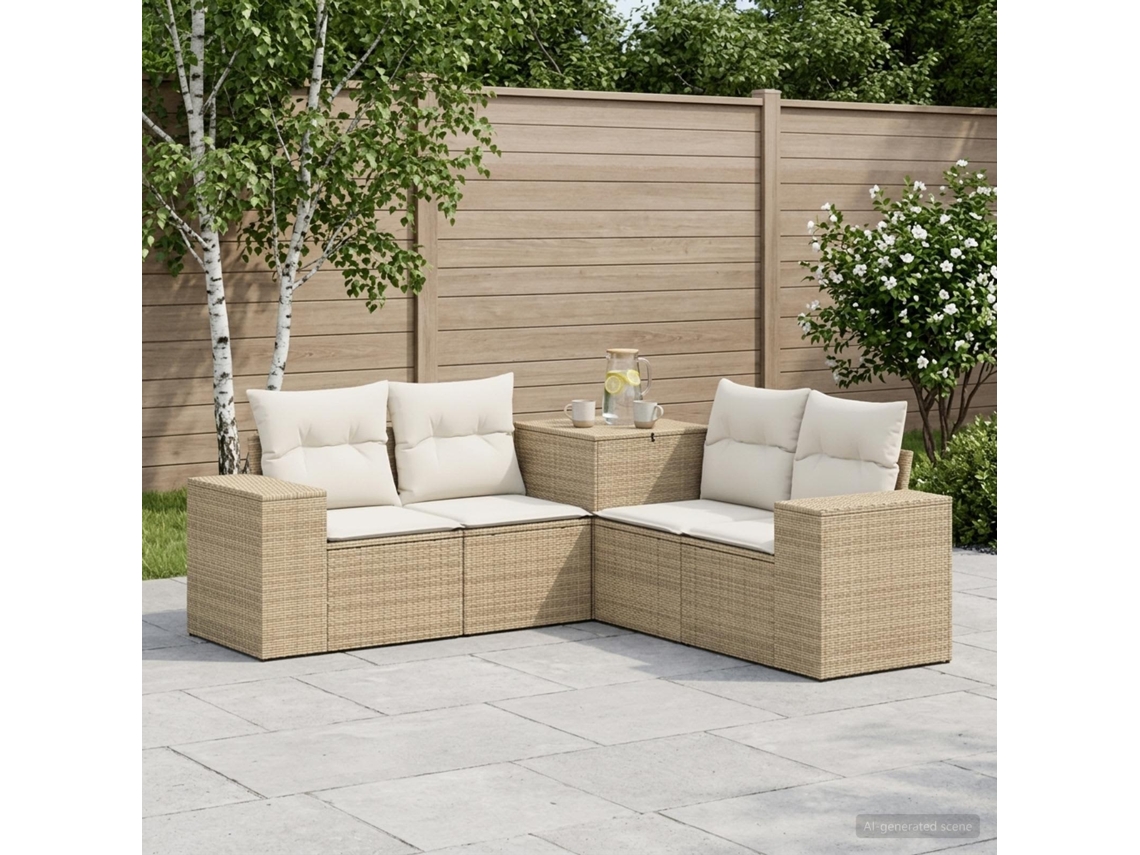 Vidaxl Conjunto De Sofás 5 Unid. Bege E Branco Creme