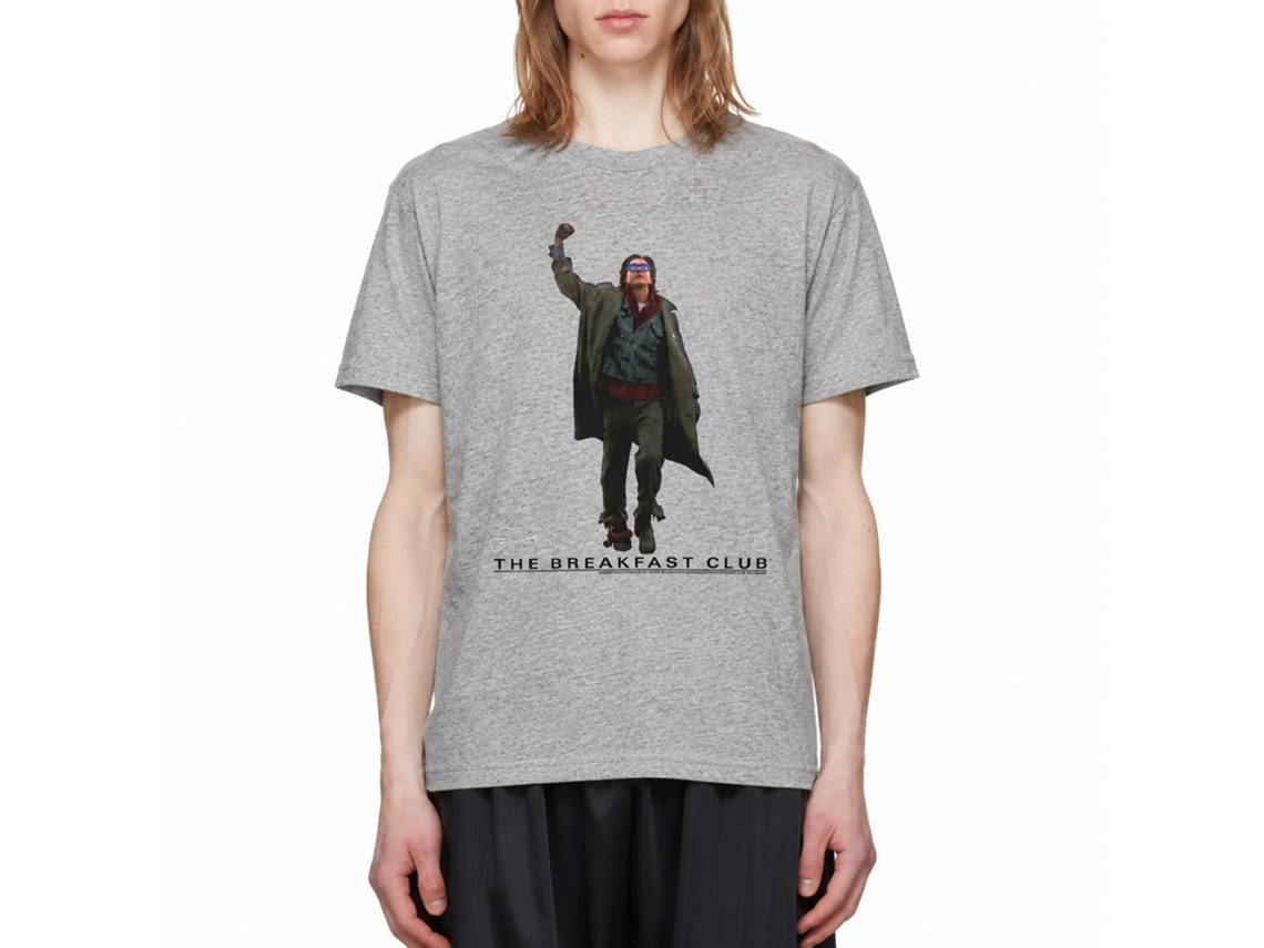 Rockinstone Breakfast Club Movie Fist Pump Cut Out Heather Gray Adult T-shirt Size:m