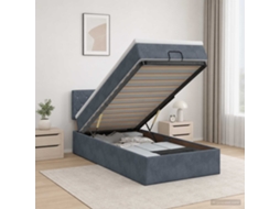 Vidaxl Cama Ottoman Com Colchão Cinzento-escuro 80 X 200 Cm Veludo