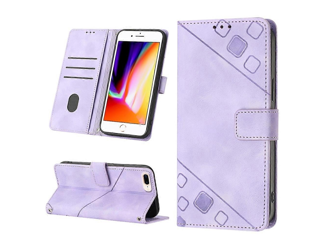 Capa De Couro Com Relevo Para Iphone 7 Plus / 8 Plus / 6 Plus