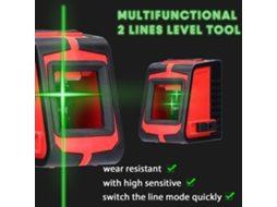 Nível Laser 2 Linhas com Alarme Sonoro Ferramenta de Nivelamento Multifuncional Kkmoon