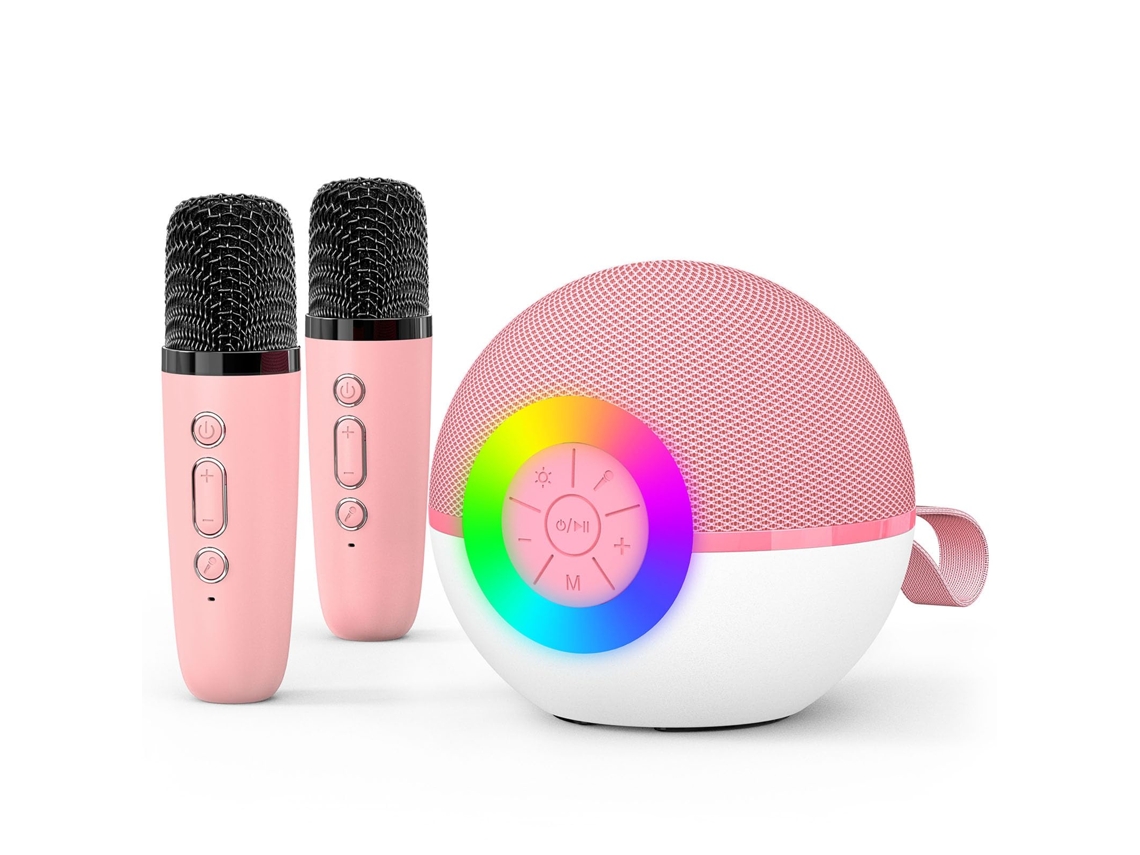 Máquina De Karaoke Portátil Bluetooth Com Microfone E Luzes Led