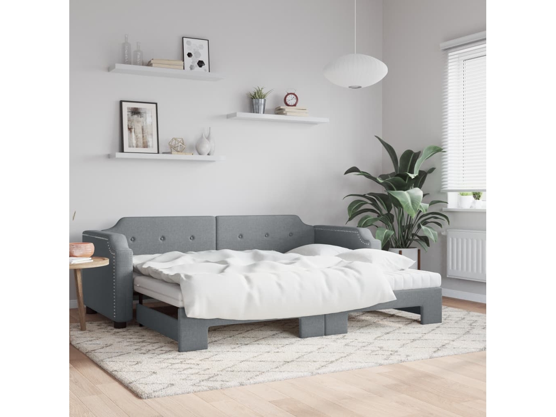 Vidaxl Sofá cama C/ Gavetão e Colchões 90x190 Cm Tecido Cinzento claro