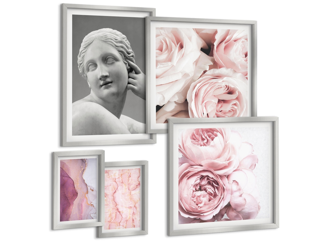 Conjunto De Pinturas Esculturas Florais Clássicas Espelharte (5 Peças)