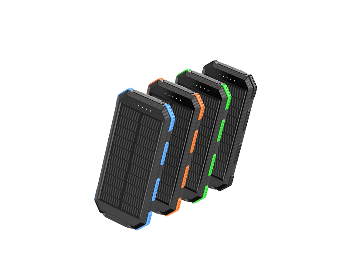 Carregador Solar Portátil Miniatura Type-c Com Led E Duas Saídas Usb.