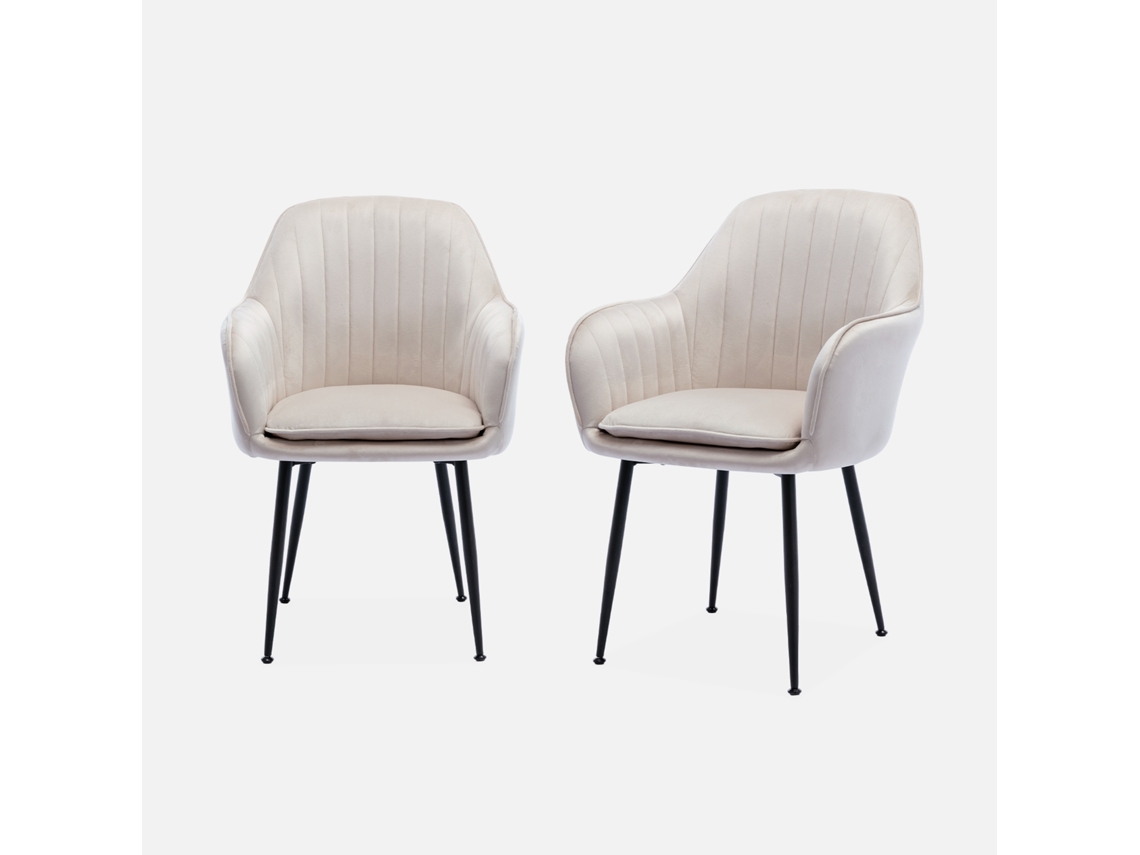Cadeirãos de Veludo com Pernas de Metal Set de 2 Branco SWEEEK