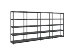 Vidaxl Unidade Com 5 Prateleiras 366x45,7x185 Cm Plástico Preto