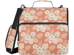 Pasta De 3 Argolas 1, 5 Polegadas Com Zíper, Alça De Ombro E Mão Organizador Bolsa Com Estampa Hibisco Flores Coral
