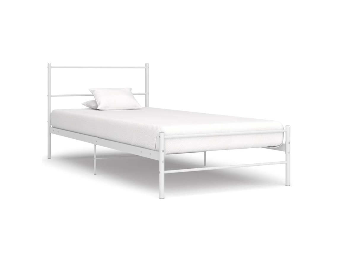 Vidaxl Estrutura De Cama Metal 90x200 Cm Branco