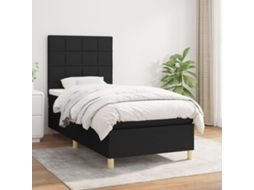 Vidaxl Cama com Molas/colchão 80x200 Cm Tecido Preto