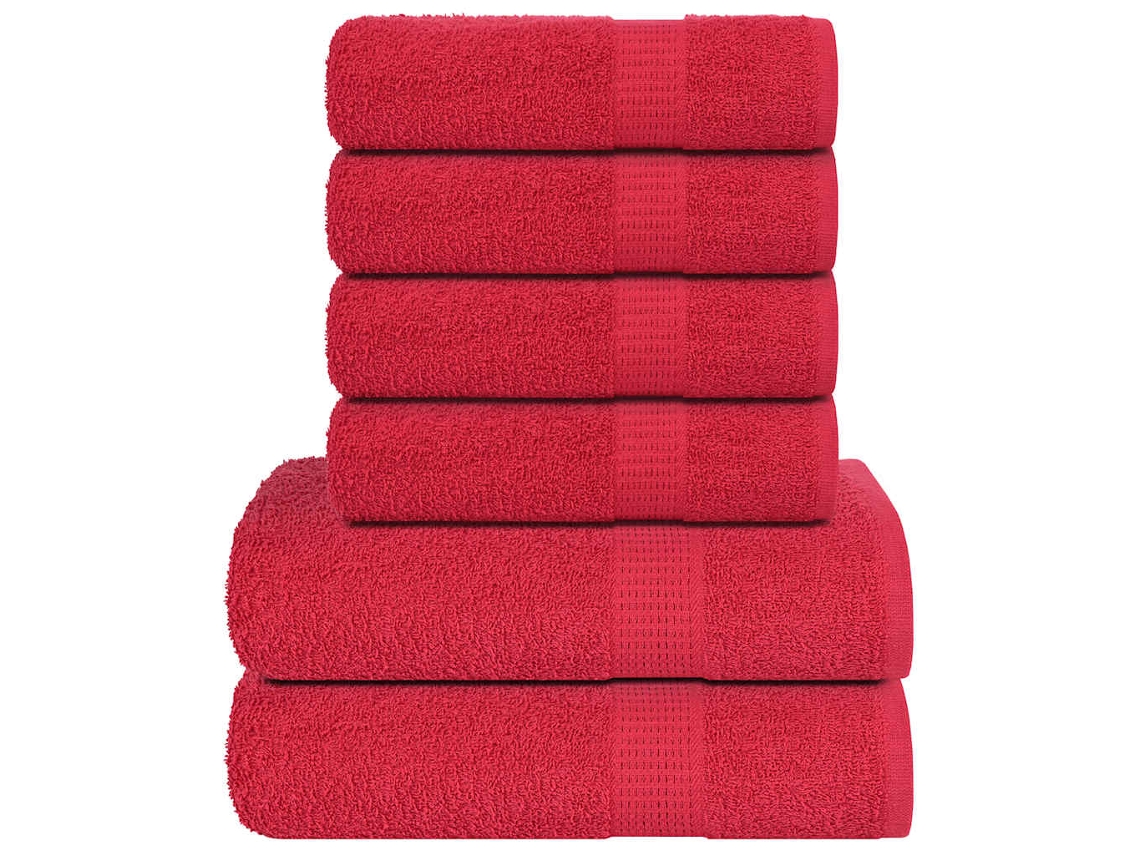 Vidaxl 6pcs Conjunto De Toalhas Frogn 360 G/m² Vermelho