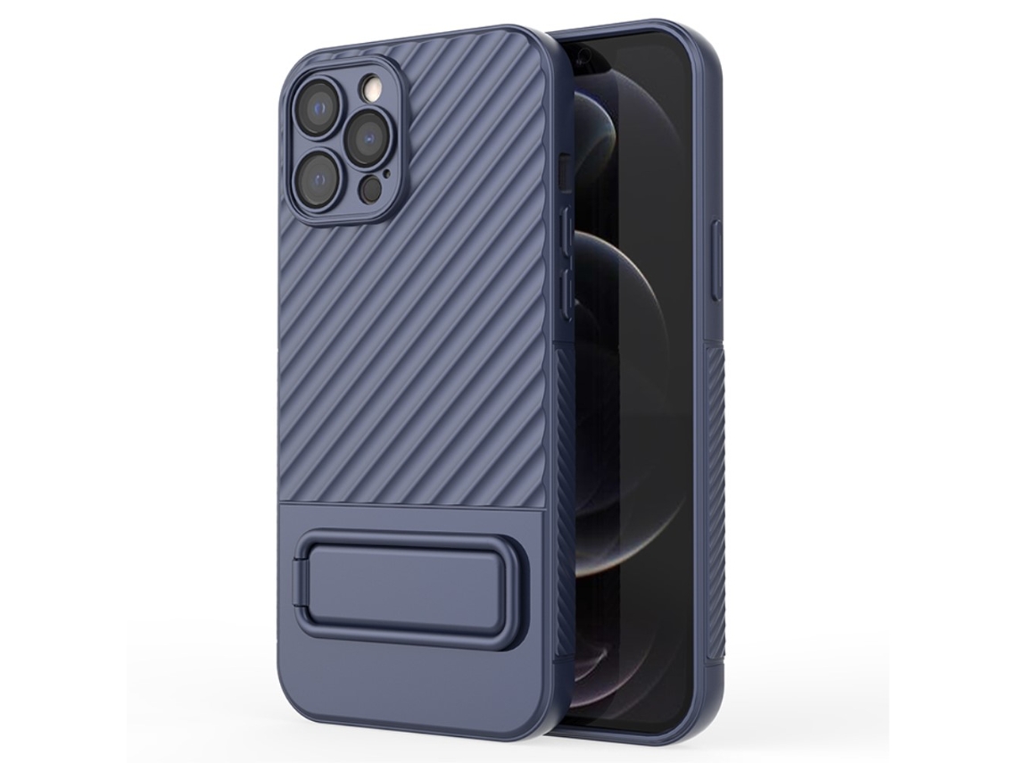 Suporte Casa Para Iphone 12 Pro Max Pele Sintética Azul