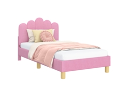 Cama De Solteiro | Camas Para Quarto | Estrutura De Cama Infantil Com Cabeceira Rosa 80 X 160 Cm