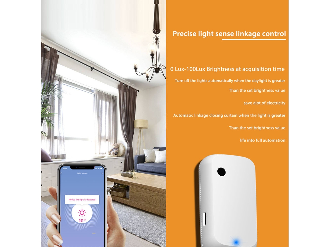 Sensor De Luz Inteligente Tuya Zigbee Controle De Iluminação Compatível Com Alexa