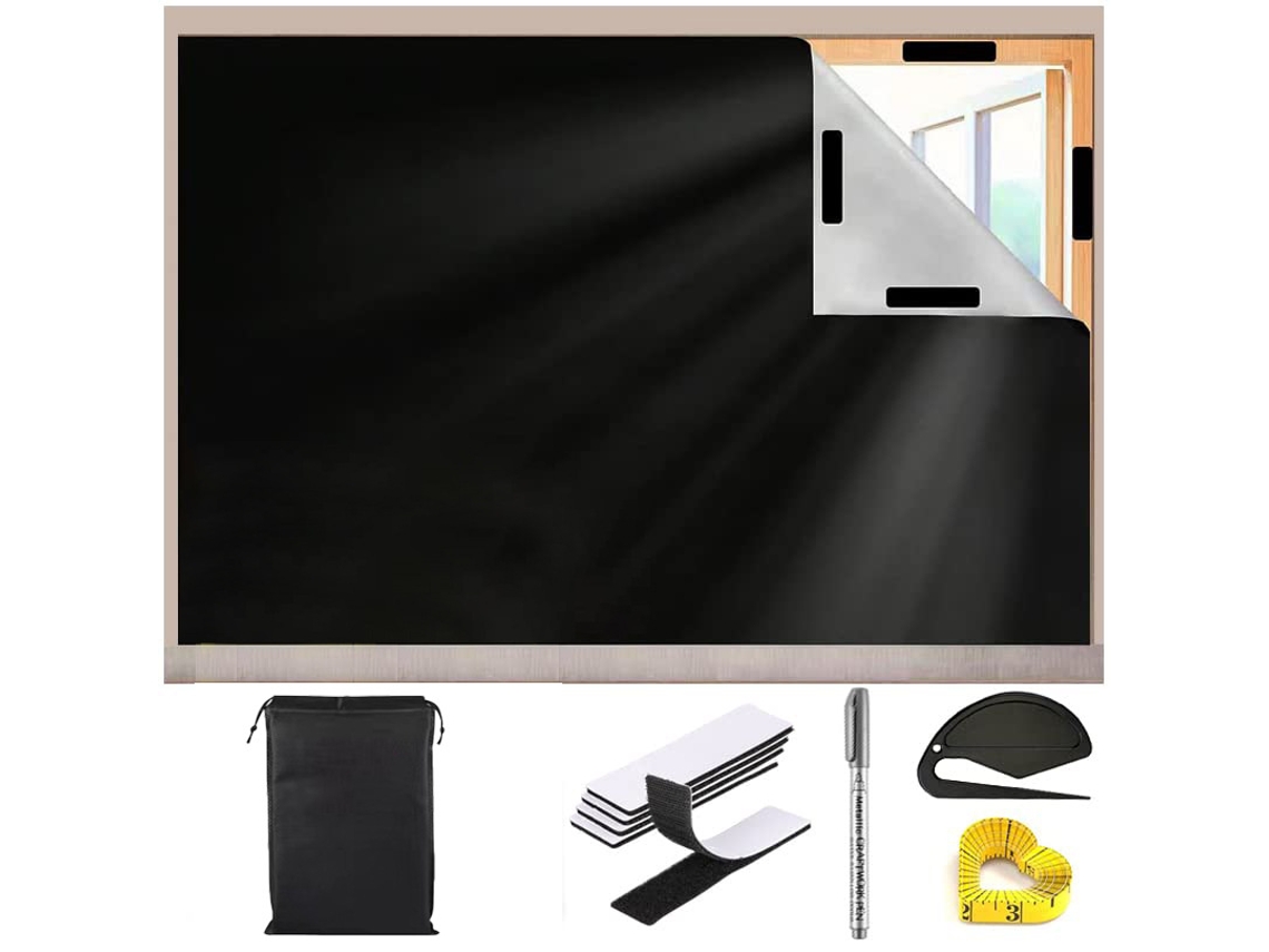 Cortina Blackout Cortável Portátil com Velcro, Sem Perfuração para Quartos, Escritórios e Áticos 150x100cm GERTIZ