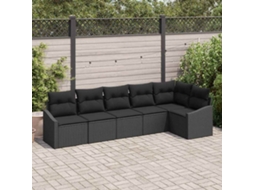 Vidaxl Conjunto De Sofá De Jardim 6 Unid. Preto Vime Pe