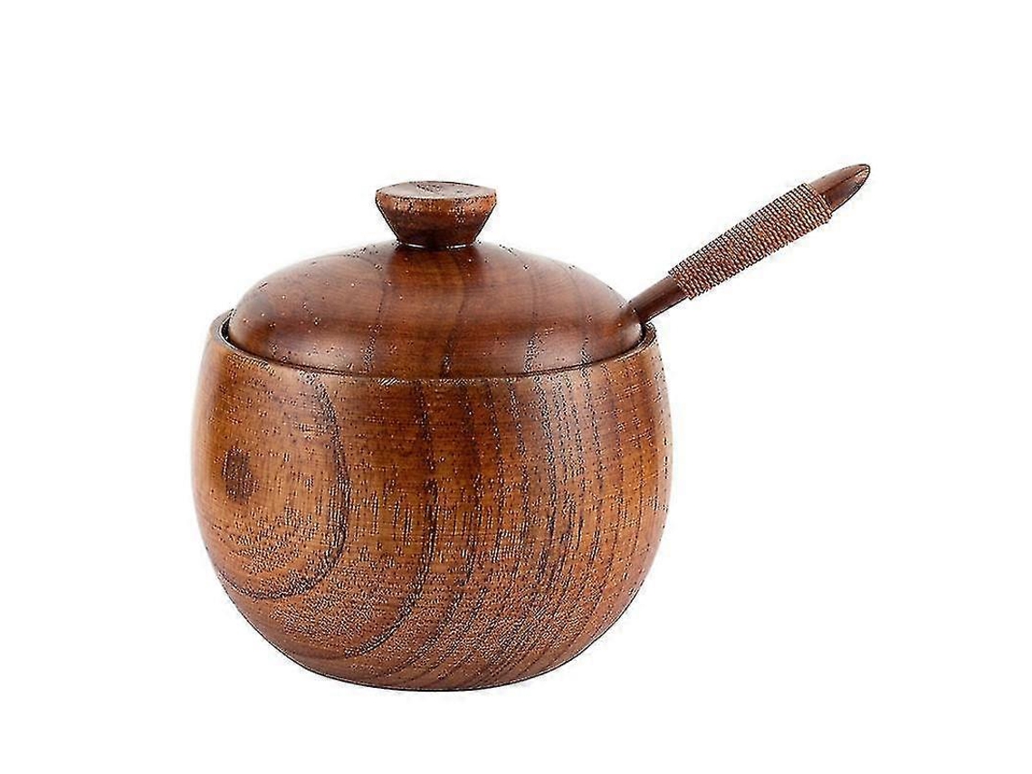 Pote De Madeira Para Especiarias, Açucareiro, Saleiro E Pimenteiro, Caixa Para Temperos, Panela Com Tampa E Colher, Latas Para Molho, Utensílios De Co