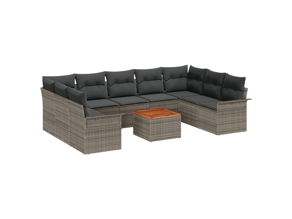 Conjunto 10 Sofá De Jardim Vidaxl Cinzento Vime Pe (55 X 55 X 37 Cm)