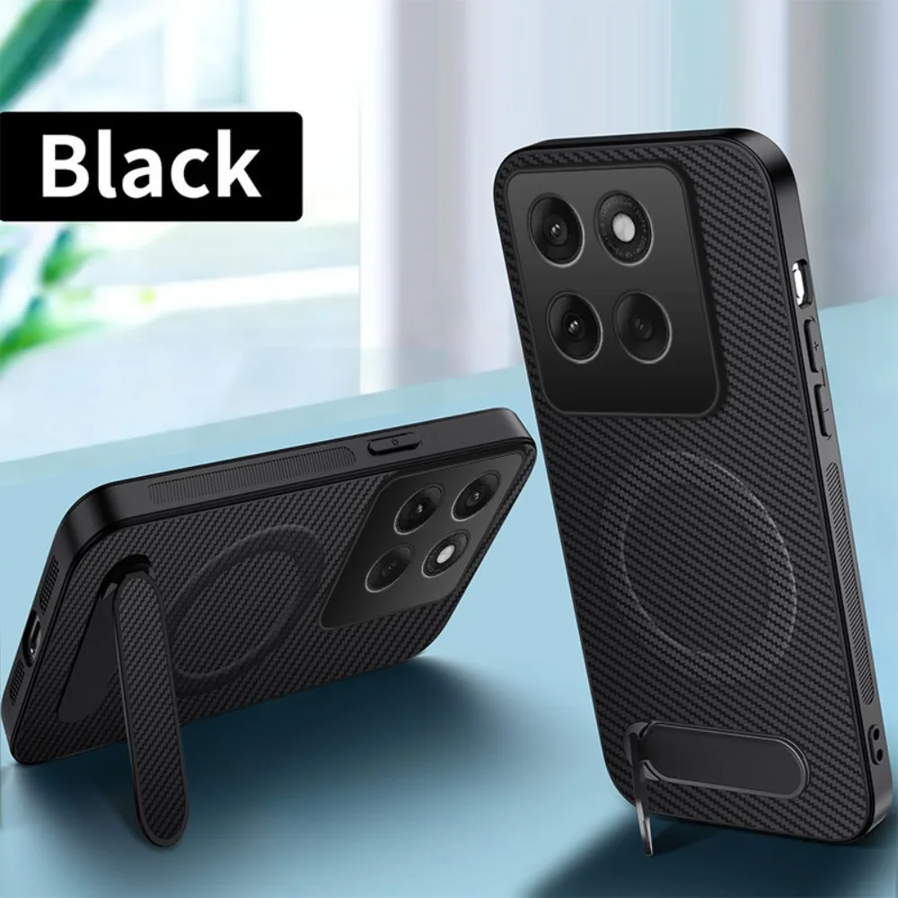 (preto, Motorola Edge 50) Capa Magnética Para Celular Com Textura De Fibra De Carbono, Suporte Dobrável E Proteção Contra Quedas.