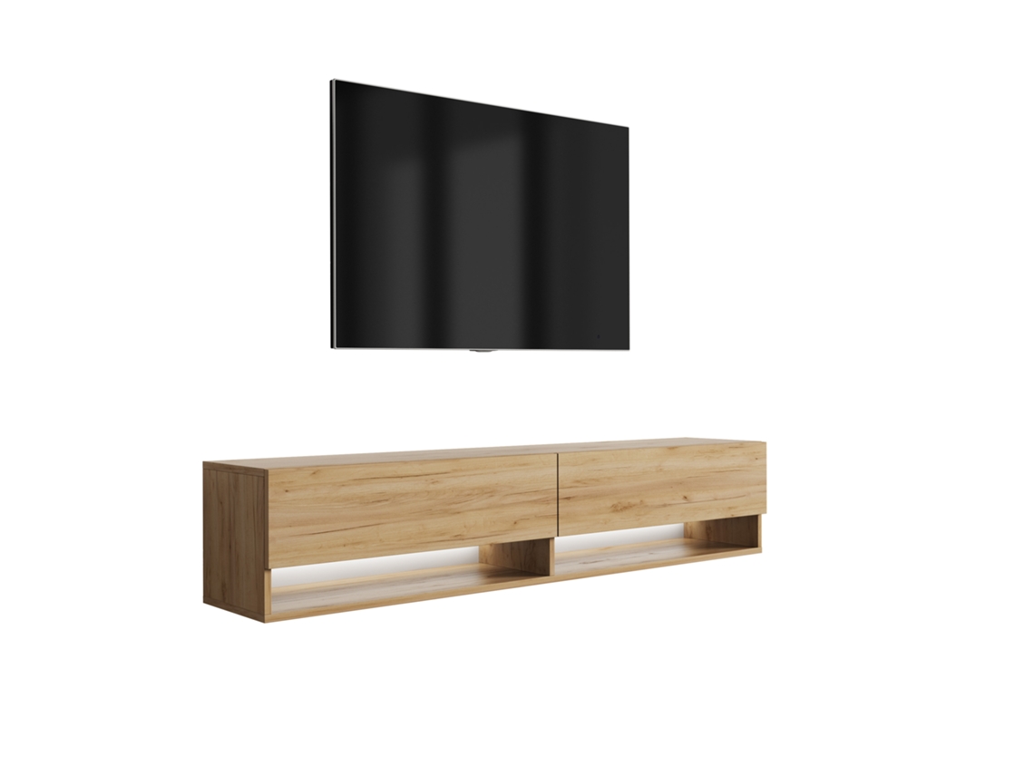 Suporte De Tv 170 Cm Carvalho Craft, Led Branco, 170 × 32 × 34 Cm 3E 3XE LIVING.COM