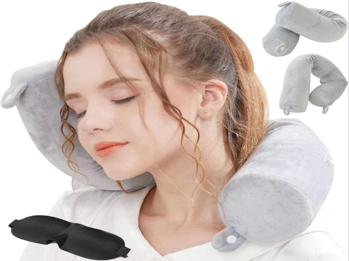 Lurelia Almofada Auricular, Ergonómica, Espuma Viscoelástica, Respirável, Lavável, Ajustável, 12v Carro, Apoio, Máscara Olhos, Dormir Lateral