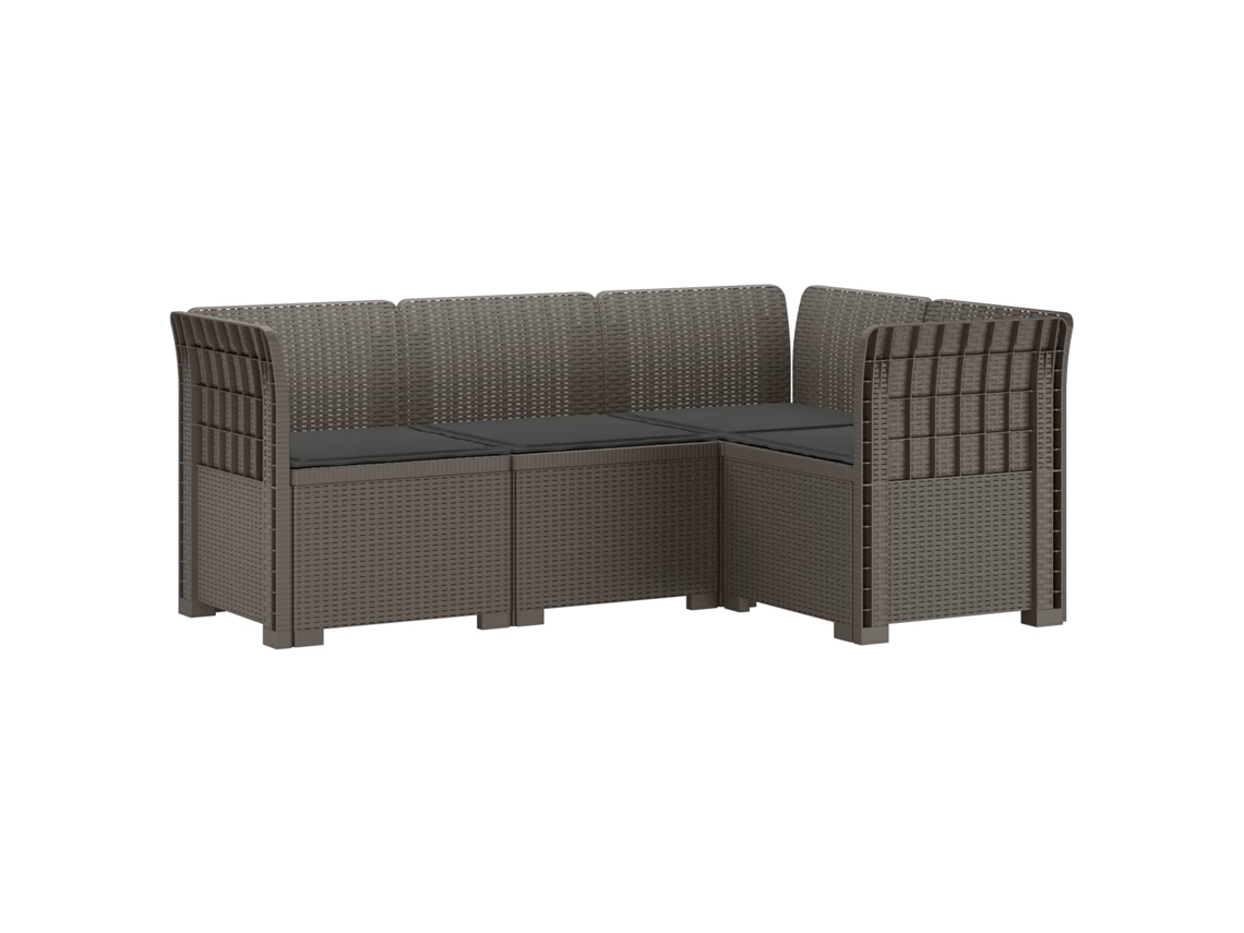 Vidaxl Sofá De Jardim Para 4 Pessoas Com Almofadas Visual Rattan Pp