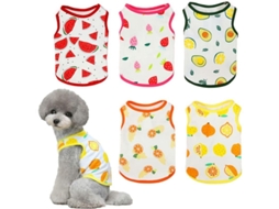 Camisa para mascotas Linjou, 5 piezas, algodón, verano, frutas, pequeño y mediano