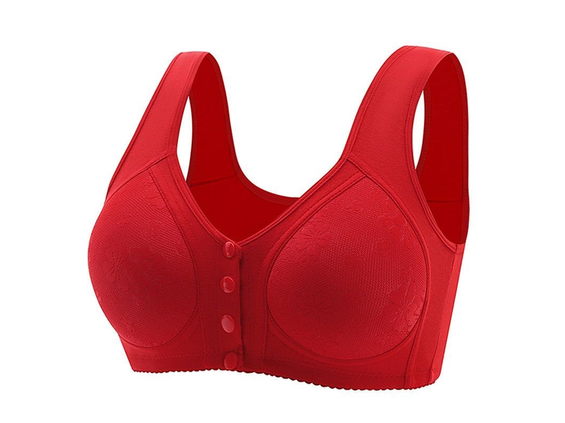 Sutién Para Mayores Con Cierre Frontal Daisy, Sin Alambre, Cómodo Y Confortable, Talla 40 Rojo Cuarenta Vermelho