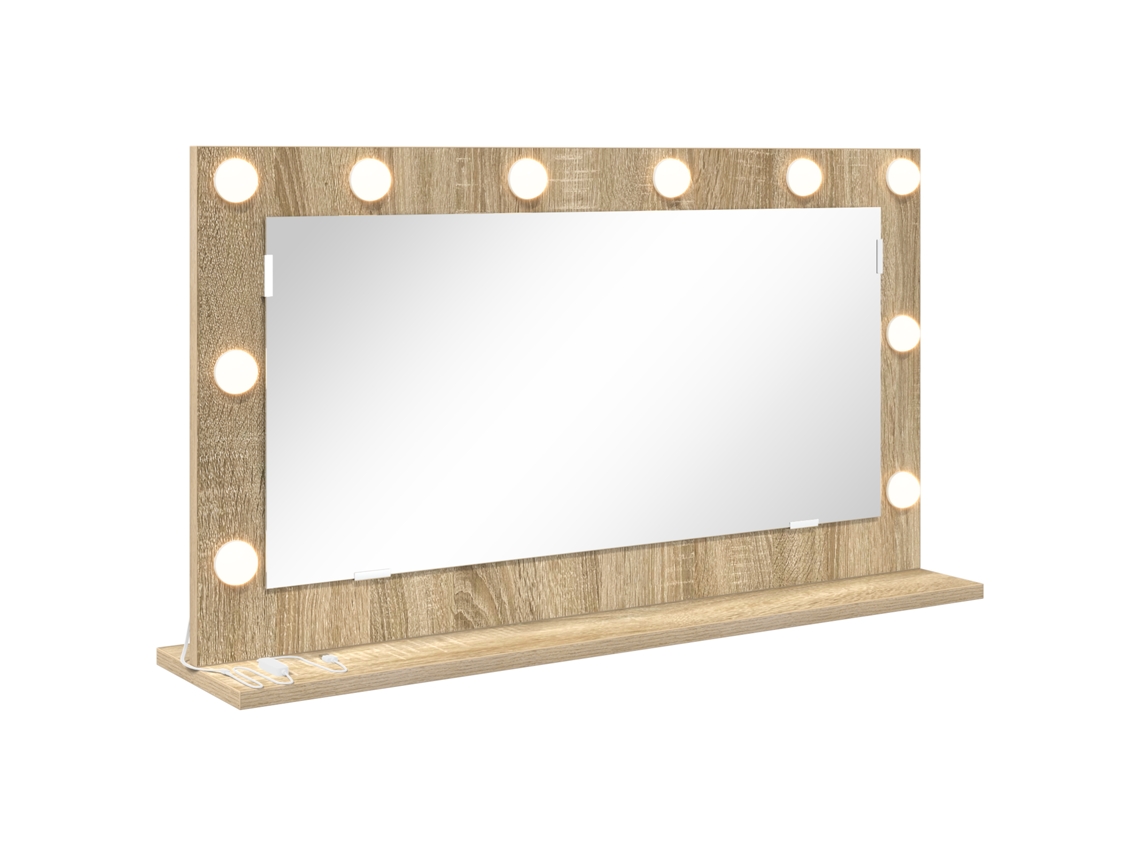 Espelho De Toucador Com Luzes Led Carvalho Sonoma Vidaxl Bege Derivados De Madeira (80 X 45 X 18 Cm)