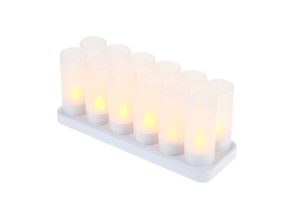 Vela Led Recarregável Com Chama Simulada E Base De Carregamento