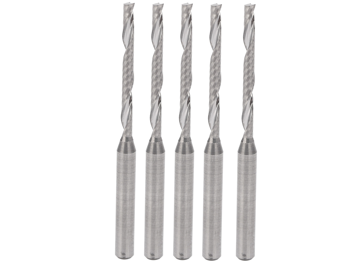 Brocas de Fresagem YURU, 5 peças, Espiral, Aço Tungstênio, para Madeira e Metal, 3.175x2x22x45mm