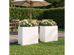 Vidaxl Vaso De Jardim 2 Unid. Branco 50 X 30 X 50 Cm