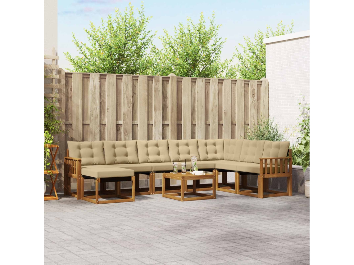 Vidaxl Conjunto De Sofás Para Exterior 9 Unid. Natural E Bege